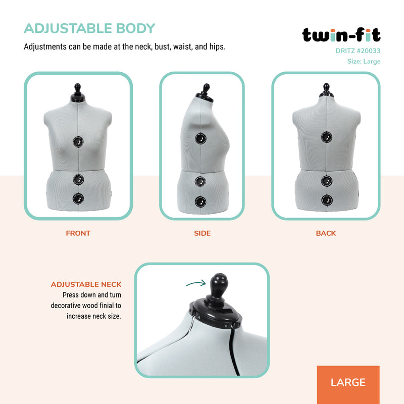 Chargez l'image dans la visionneuse de la galerie, 20033|Dritz Twin-Fit Adjustable Dress Form, Large