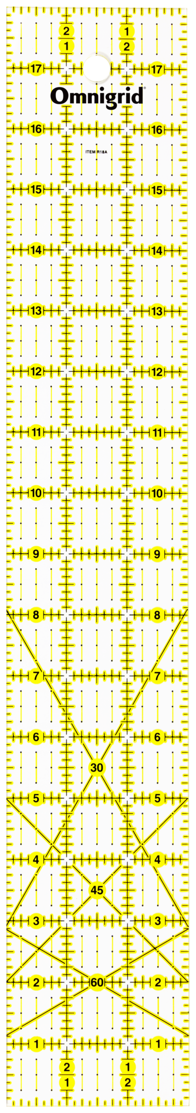 Chargez l'image dans la visionneuse de la galerie, R18A|Omnigrid Rectangle Ruler with Angles, 3" x 18"