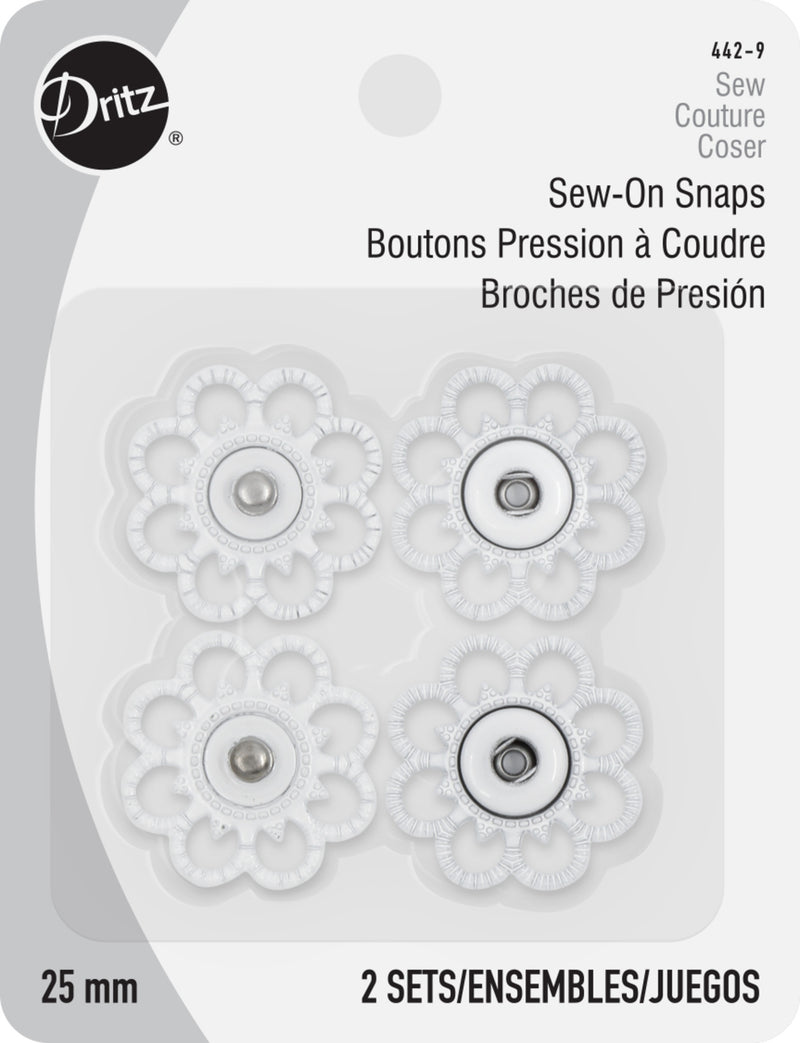 Chargez l'image dans la visionneuse de la galerie, 442-9|Dritz Sew-On Snaps, 2 Sets, Size 25mm, White
