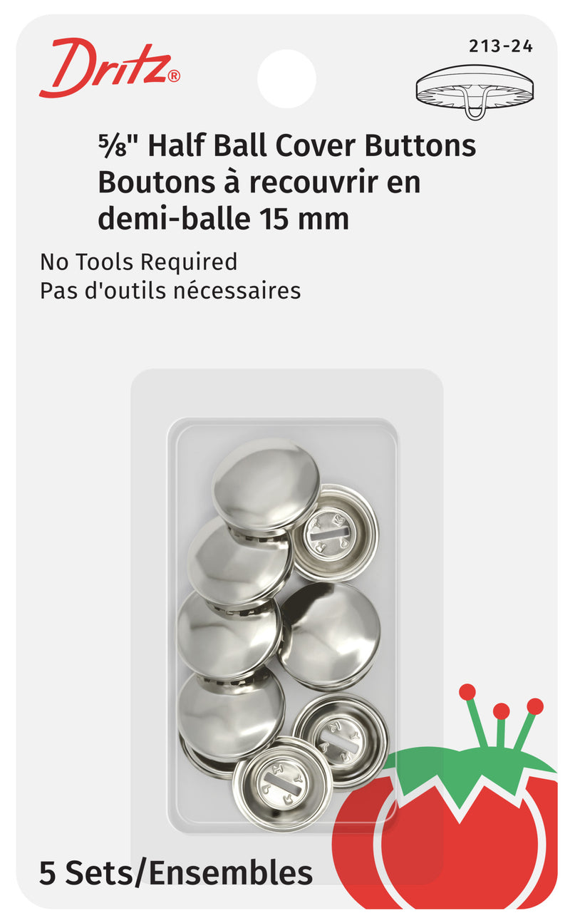 Chargez l'image dans la visionneuse de la galerie, 213-24|Dritz 5/8" Half Ball Cover Buttons, 5 pc, Nickel