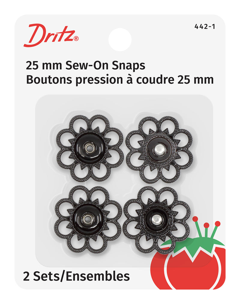 Chargez l'image dans la visionneuse de la galerie, 442-1|Dritz Sew-On Snaps, 2 Sets, Size 25mm, Black