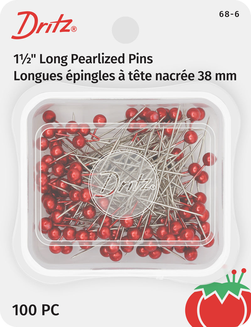 Chargez l'image dans la visionneuse de la galerie, 68-6|Dritz 1-1/2" Long Pearlized Pins, Red, 100 pc
