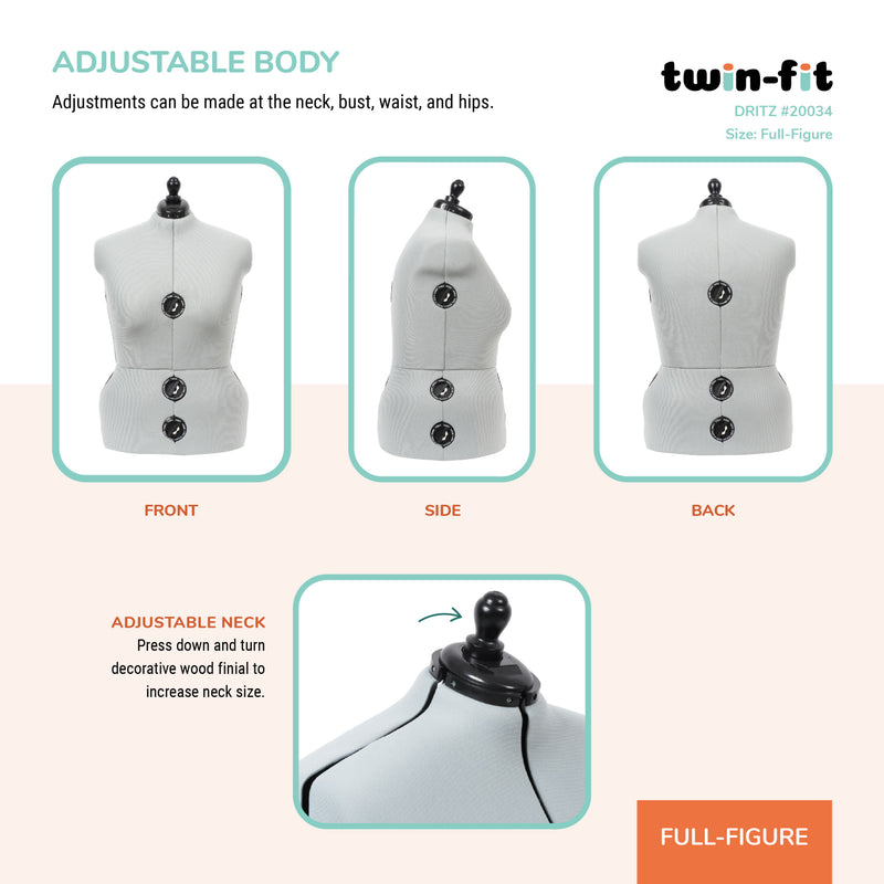 Chargez l'image dans la visionneuse de la galerie, 20034|Dritz Twin-Fit Adjustable Dress Form, Full-Figure