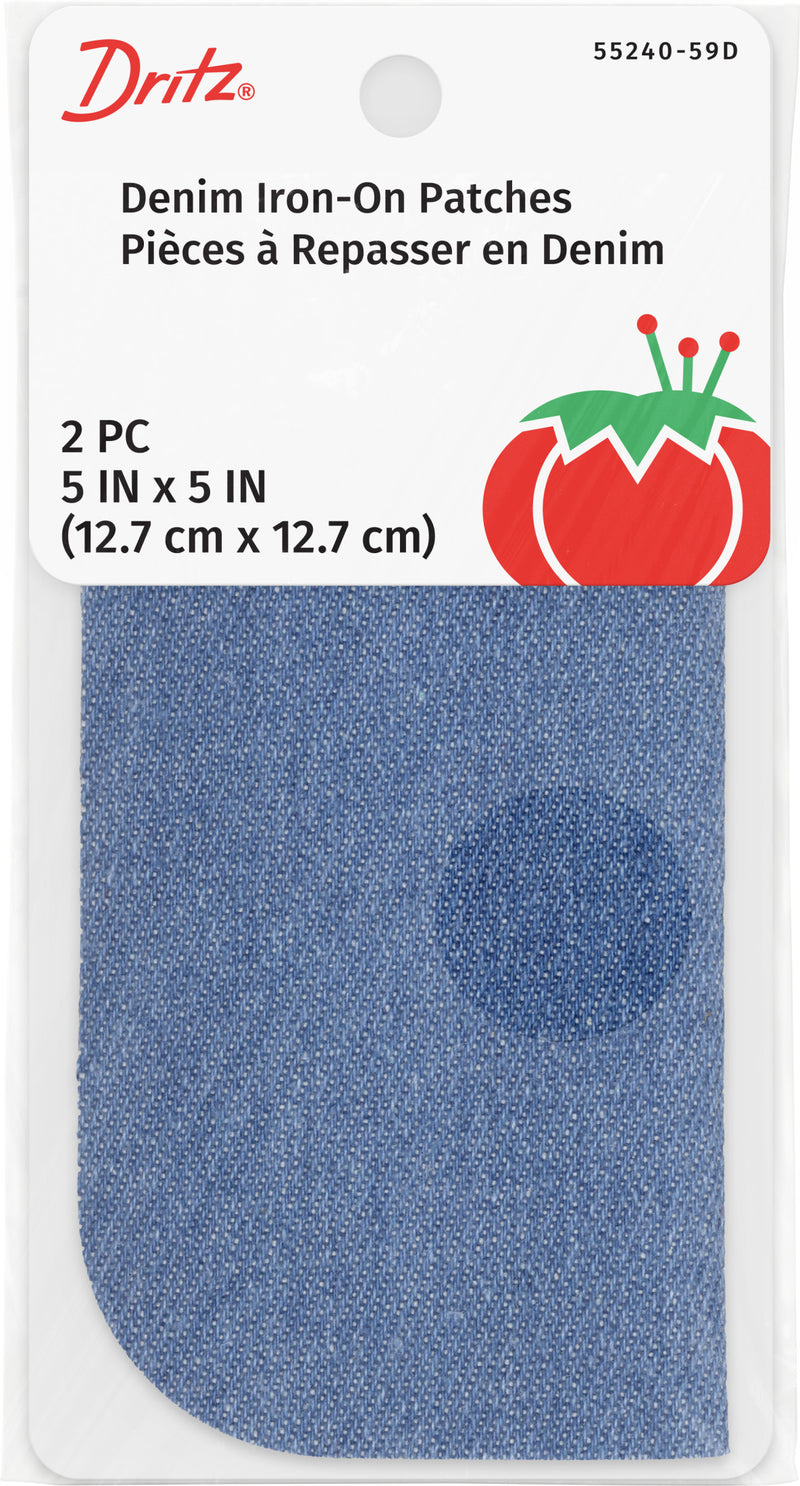 Chargez l'image dans la visionneuse de la galerie, 55240-59D|Dritz Denim Iron-On Patches, 5" x 5", 2 pc, Faded Blue