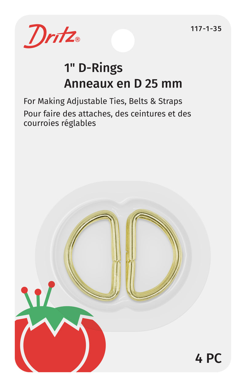 Chargez l'image dans la visionneuse de la galerie, 117-1-35|Dritz 1" D-Rings, Gilt, 4 pc