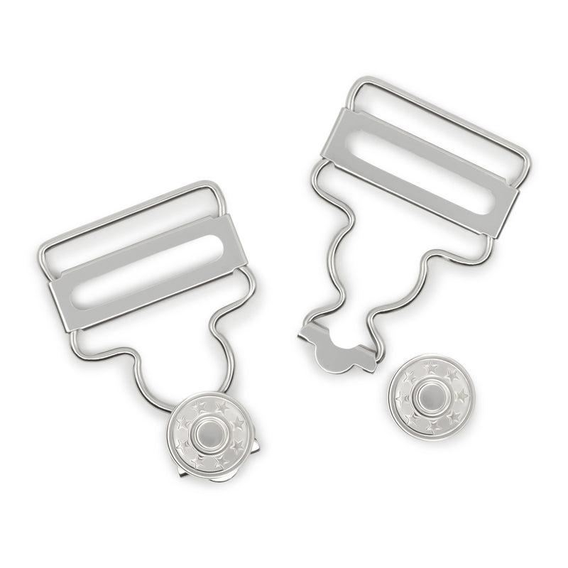 Chargez l'image dans la visionneuse de la galerie, 7-65|Dritz 1" Overall Buckles with No-Sew Buttons, Nickel, 2 pc