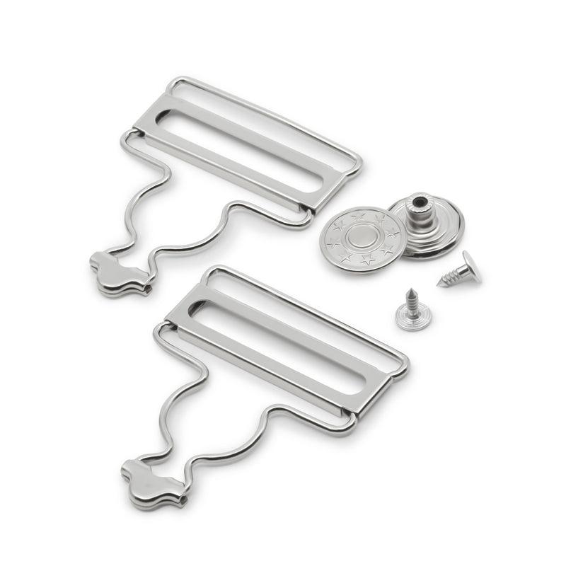 Chargez l'image dans la visionneuse de la galerie, 88-65|Dritz 1-5/8" Overall Buckles with No-Sew Buttons, Nickel, 2 pc