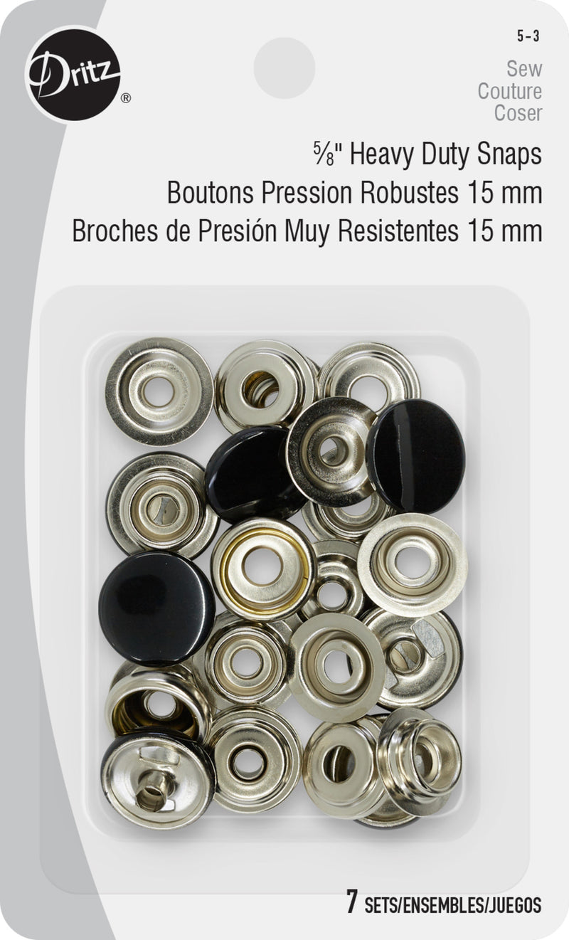 Chargez l'image dans la visionneuse de la galerie, 5-3|Dritz 5/8" Heavy Duty Snaps, 7 Sets, Black