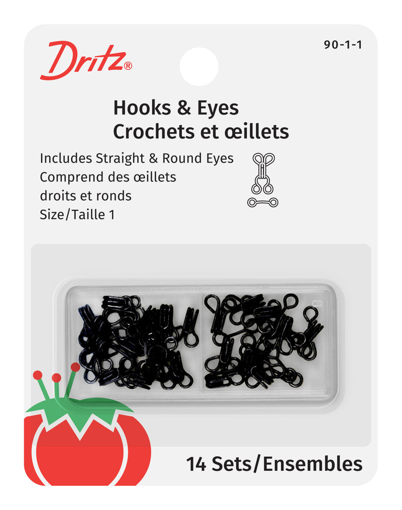 Chargez l'image dans la visionneuse de la galerie, 90-1-1|Dritz Hooks & Eyes, 14 pc, Black, Size 1
