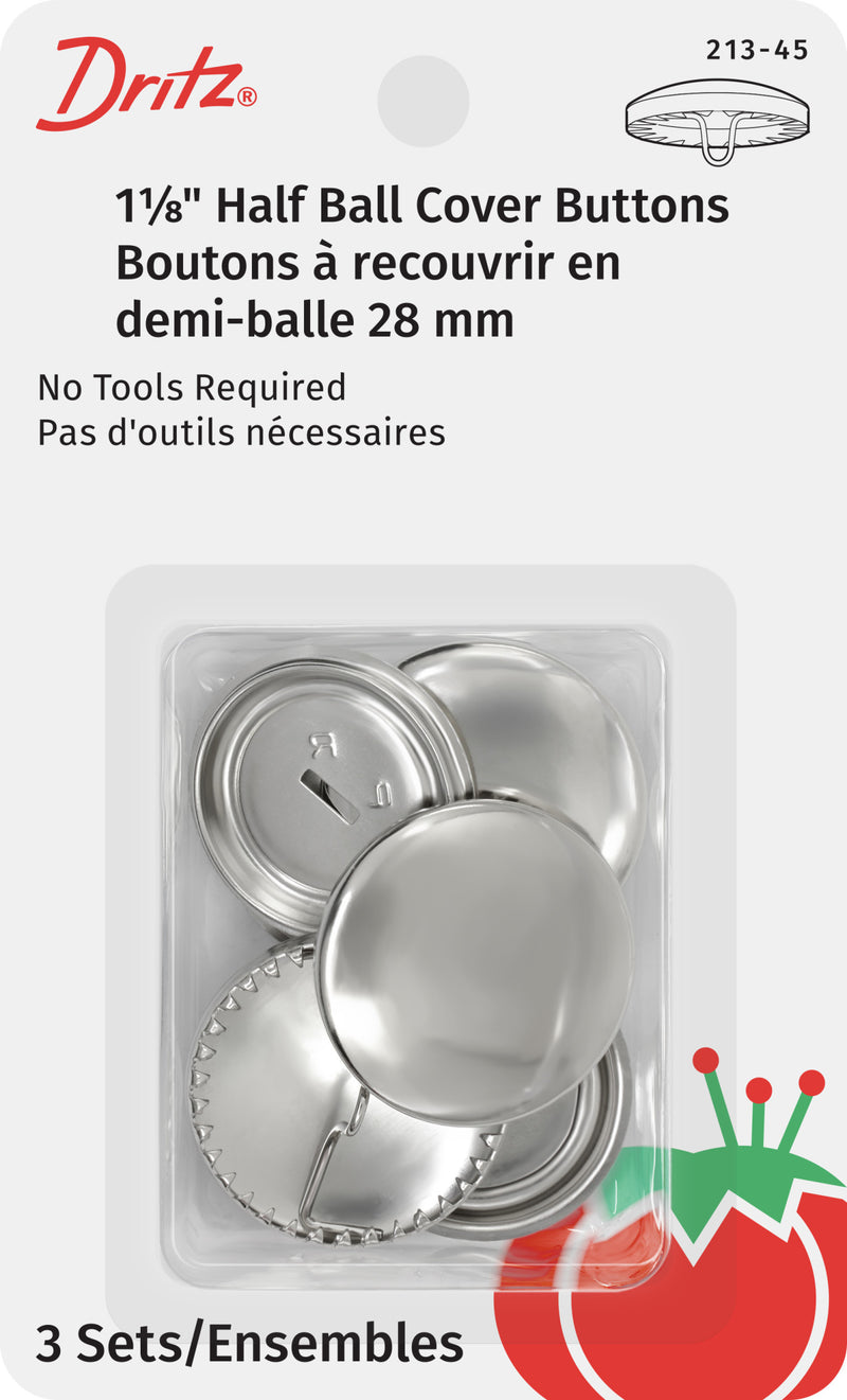 Chargez l'image dans la visionneuse de la galerie, 213-45|Dritz 1-1/8" Half Ball Cover Buttons, 3 pc, Nickel