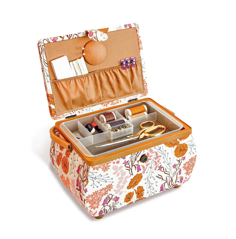Chargez l'image dans la visionneuse de la galerie, 612069| Curved Sewing Basket, Large, Orange Wildflower
