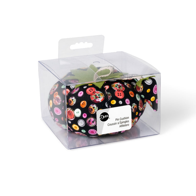 Chargez l'image dans la visionneuse de la galerie, Z00697-221|Dritz 4" Tomato Pin Cushion, Black Button Print