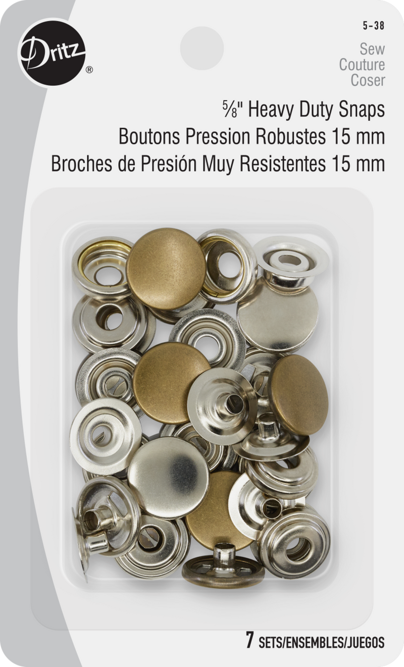 Chargez l'image dans la visionneuse de la galerie, 5-38|Dritz 5/8" Heavy Duty Snaps, 7 Sets, Antique brass
