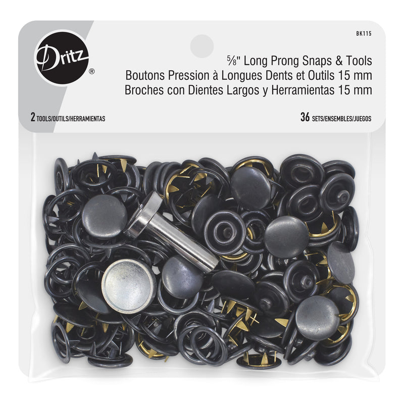 Chargez l'image dans la visionneuse de la galerie, BK115|Dritz 5∕8" Long Prong Snaps & Tools, 36 Sets, Black
