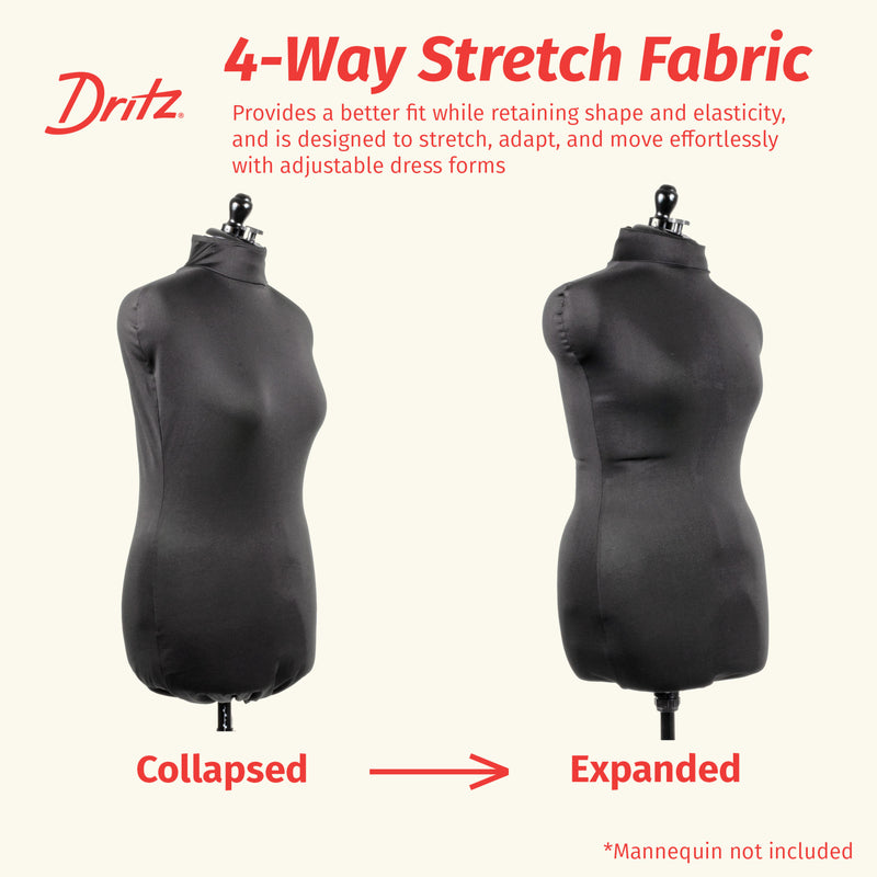 Chargez l'image dans la visionneuse de la galerie, 653159|Dritz Dress Form Fabric Cover, Black, 4-Way Stretch 100% Polyester, Small