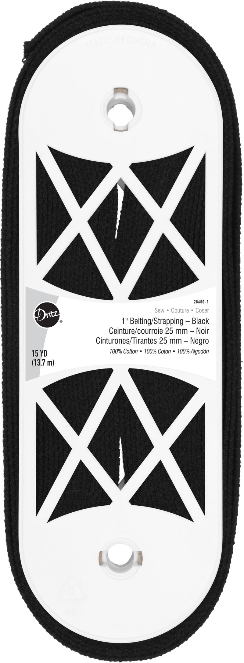 Chargez l'image dans la visionneuse de la galerie, 28600-1|Dritz 1" Cotton Belting & Strapping, Black, 15 yd