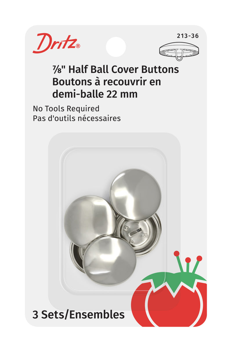 Chargez l'image dans la visionneuse de la galerie, 213-36|Dritz 7/8" Half Ball Cover Buttons, 3 pc, Nickel