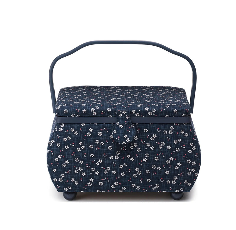 Chargez l'image dans la visionneuse de la galerie, 612640|Prym Curved Sewing Basket, Large, Navy Floral