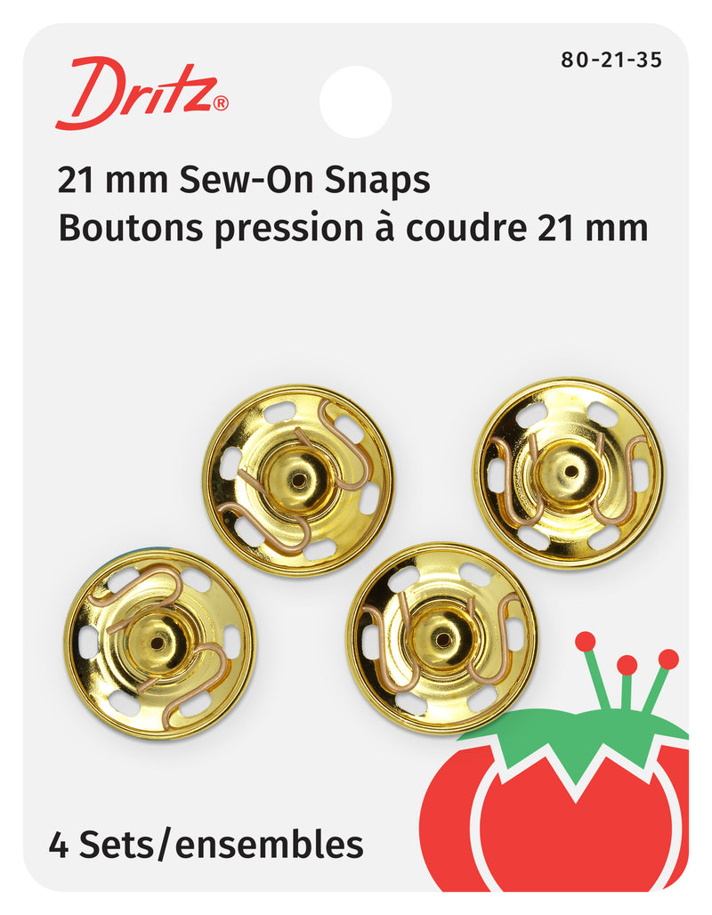 Chargez l'image dans la visionneuse de la galerie, 80-21-35|Dritz Sew-On Snaps, 4 Sets, Size 10, Gold