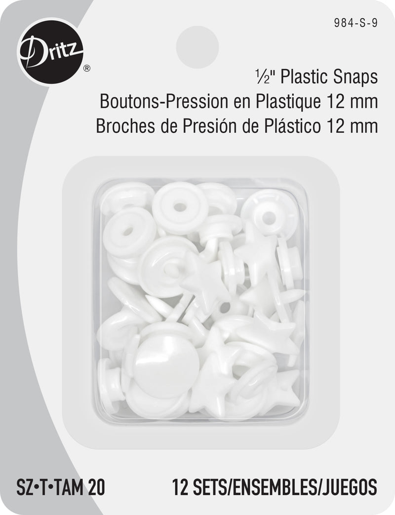 Chargez l'image dans la visionneuse de la galerie, 984-S-9|Dritz Plastic Color Star Snaps, 12 Sets, White