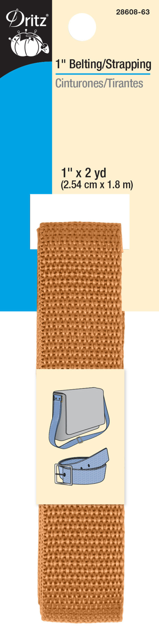 Chargez l'image dans la visionneuse de la galerie, 28608-63|Dritz 1" Polypro Belting & Strapping, Russet Brown, 2 yd