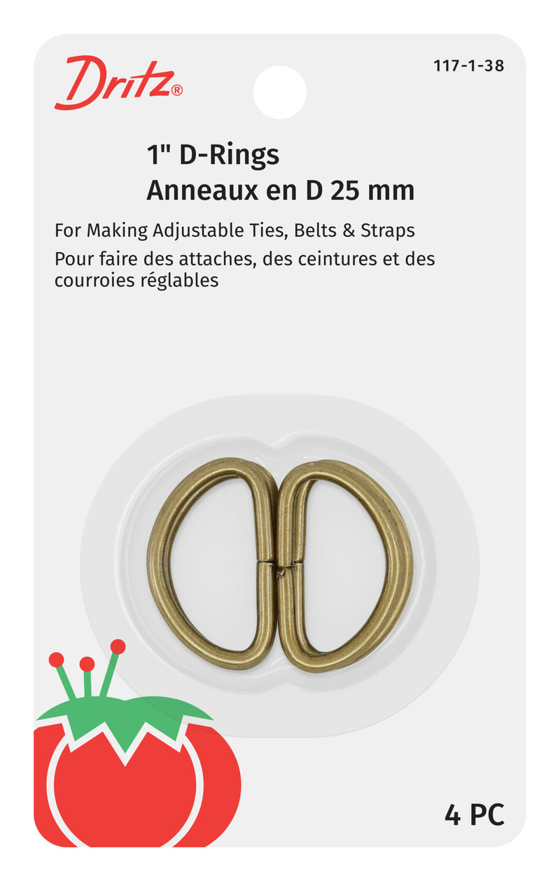 Chargez l'image dans la visionneuse de la galerie, 117-1-38|Dritz 1" D-Rings, Antique Brass, 4 pc