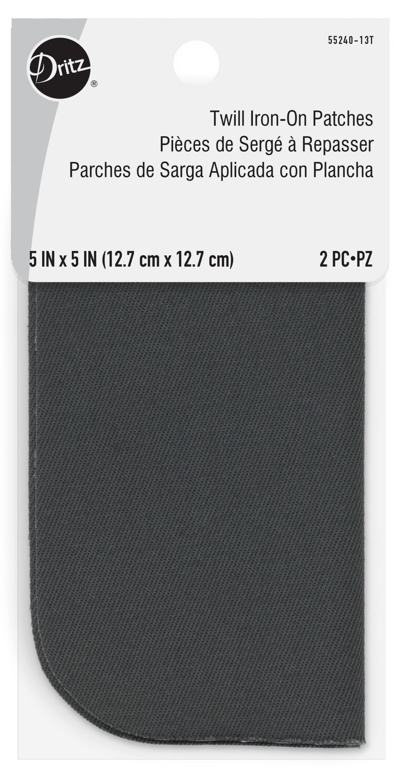 Chargez l'image dans la visionneuse de la galerie, 55240-13T|Dritz Twill Iron-On Patches, 5" x 5", 2 pc, Gray