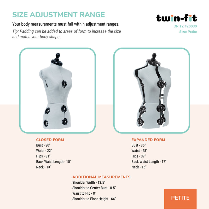 Chargez l'image dans la visionneuse de la galerie, 20030|Dritz Twin-Fit Adjustable Dress Form, Petite
