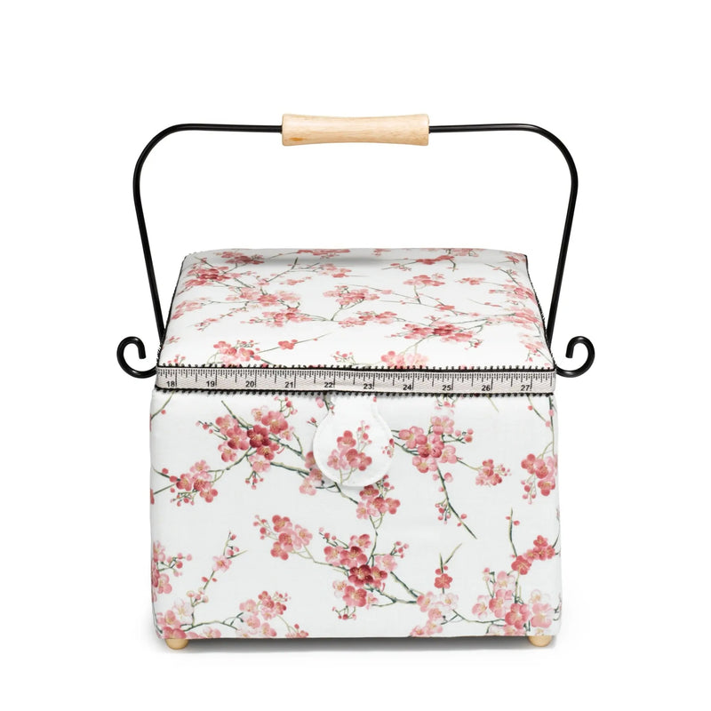 Chargez l'image dans la visionneuse de la galerie, 612057|Prym Square Sewing Basket, Large, White Floral