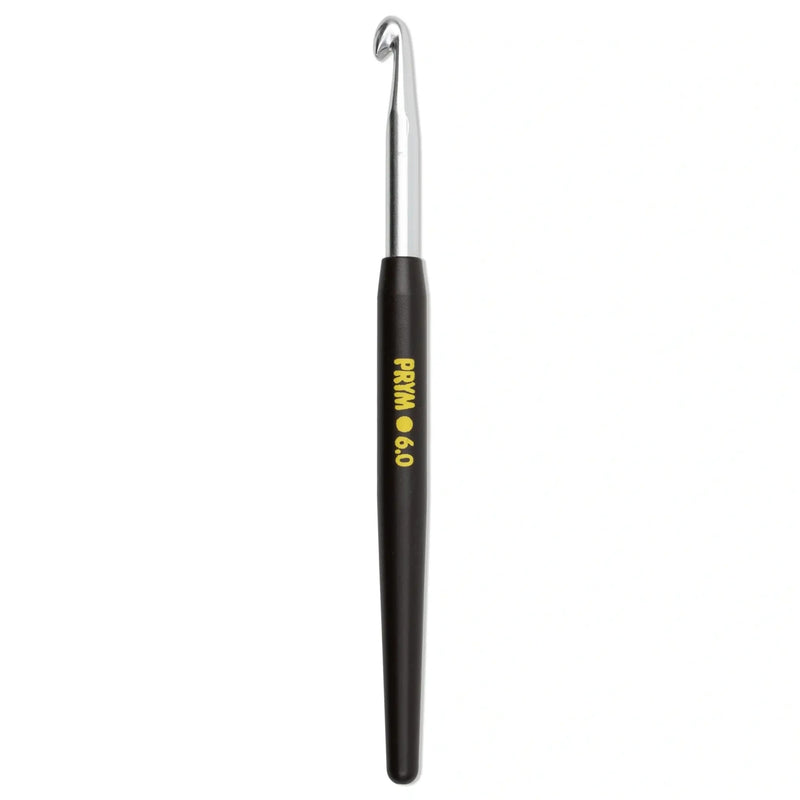 Chargez l'image dans la visionneuse de la galerie, 195179|Prym 6" Crochet Hook, Aluminum with Soft Grip, 6mm