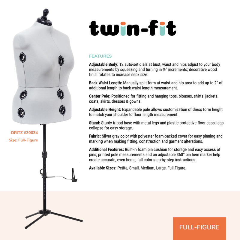 Chargez l'image dans la visionneuse de la galerie, 20034|Dritz Twin-Fit Adjustable Dress Form, Full-Figure