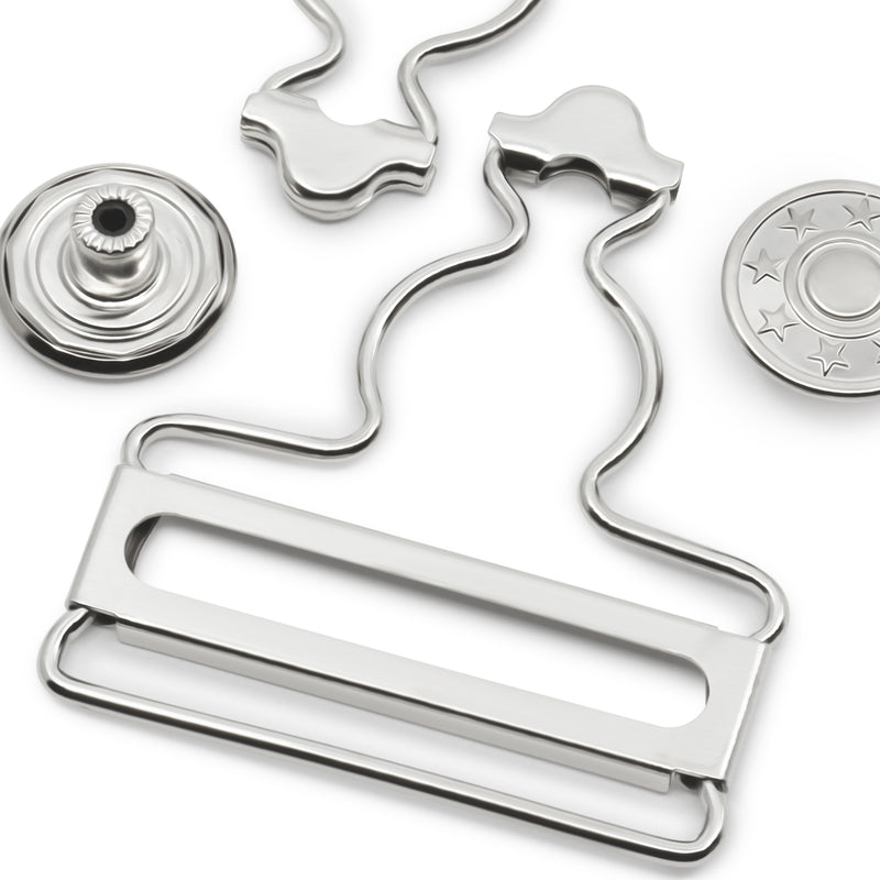 Chargez l'image dans la visionneuse de la galerie, 88-65|Dritz 1-5/8" Overall Buckles with No-Sew Buttons, Nickel, 2 pc
