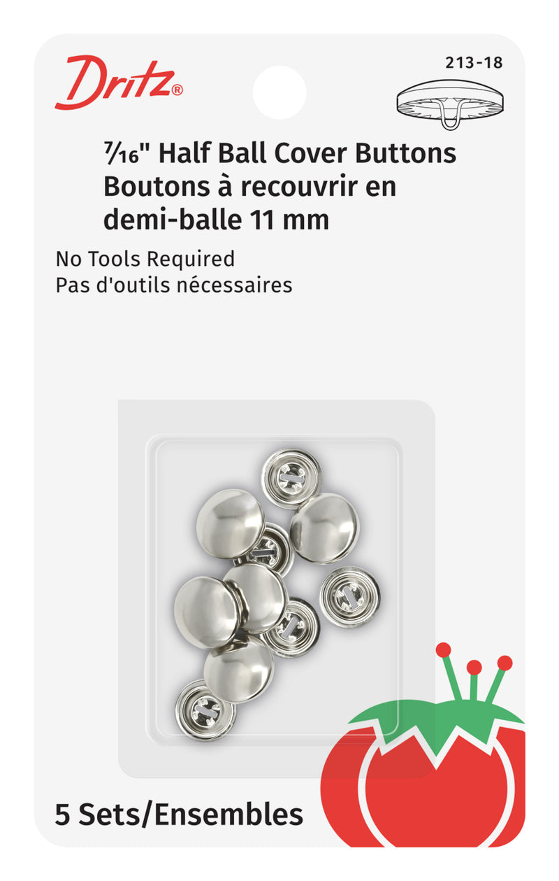 Chargez l'image dans la visionneuse de la galerie, 213-18|Dritz 7/16" Half Ball Cover Buttons, 5 pc, Nickel