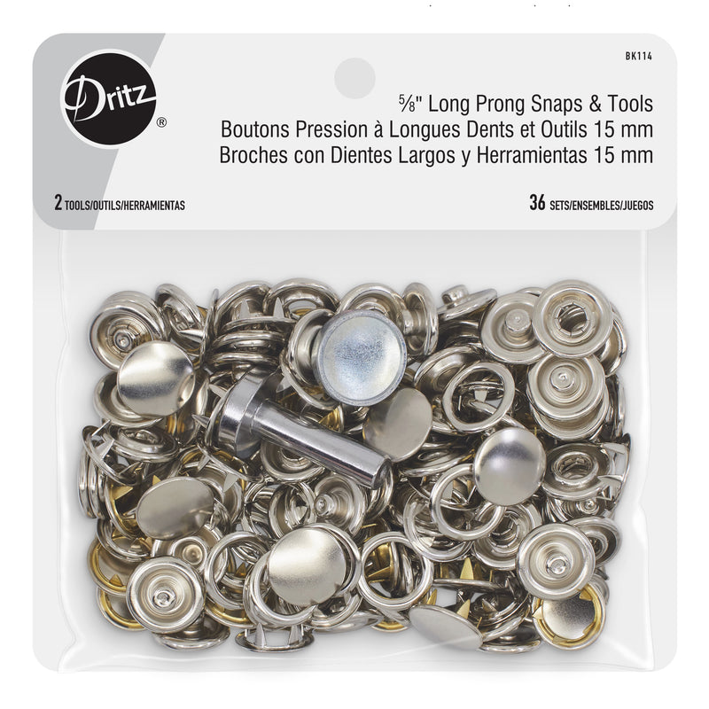 Chargez l'image dans la visionneuse de la galerie, BK114|Dritz 5∕8" Long Prong Snaps & Tools, 36 Sets, Nickel