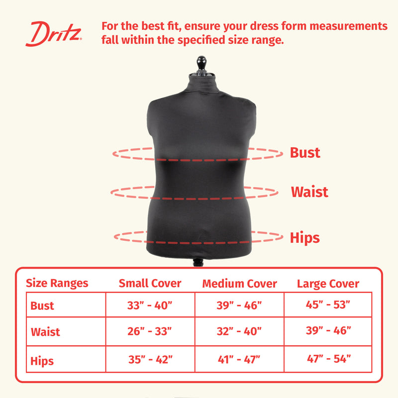 Chargez l'image dans la visionneuse de la galerie, 653162|Dritz Dress Form Fabric Cover, Black, 4-Way Stretch 100% Polyester, Large