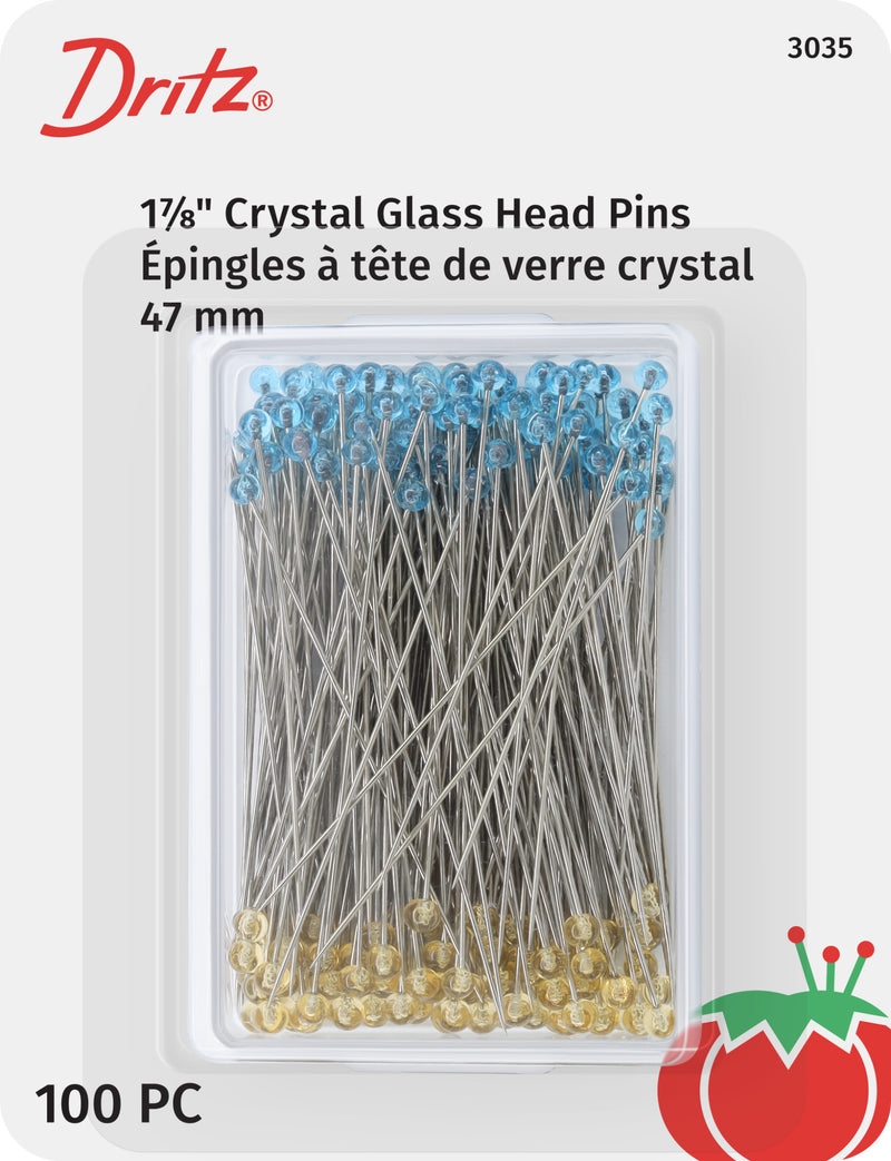 Chargez l'image dans la visionneuse de la galerie, 3035|Dritz Crystal Glass Head Pins, Blue & Yellow, 100 pc, 1-7/8"