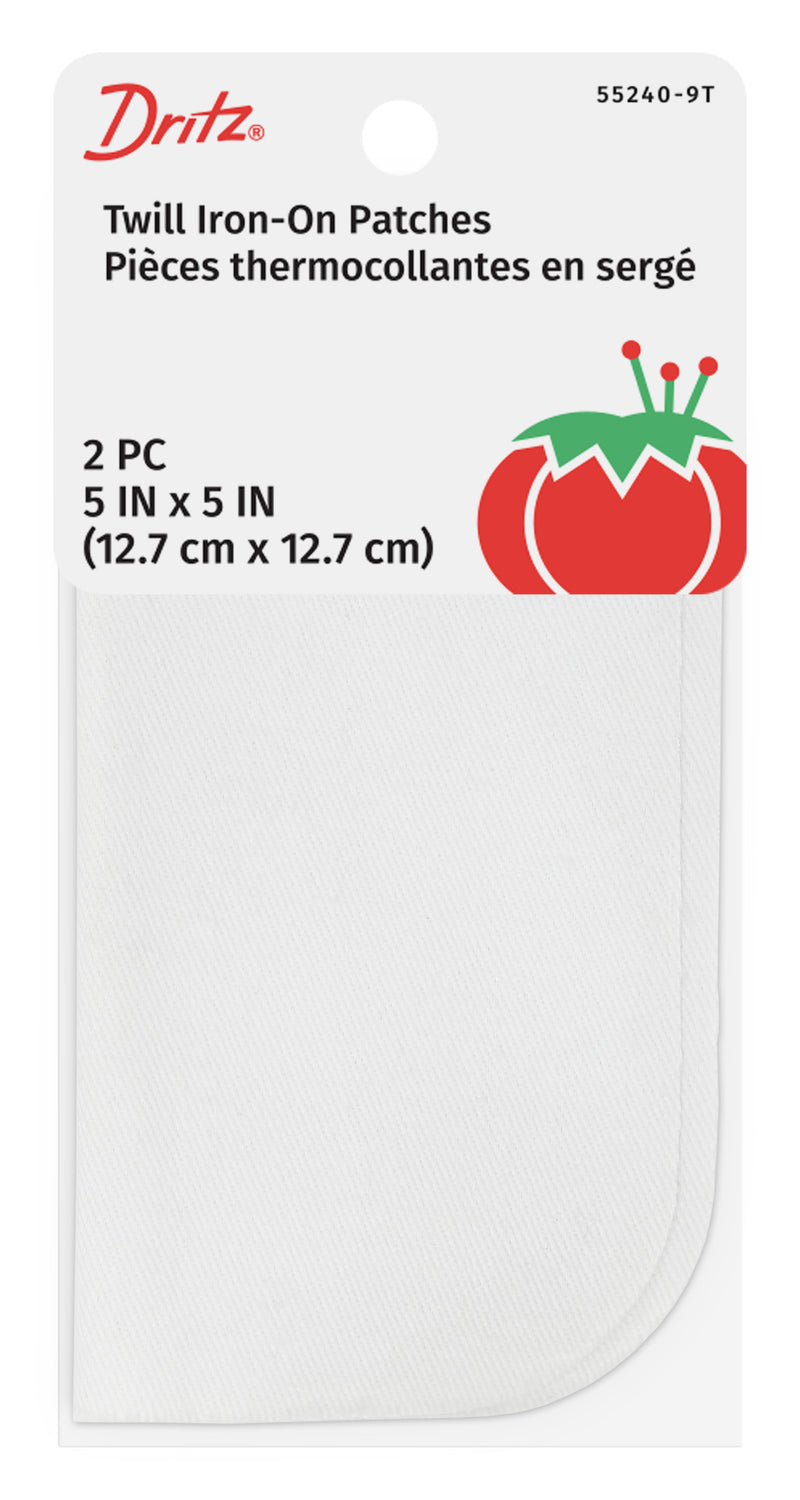 Chargez l'image dans la visionneuse de la galerie, 55240-9T|Dritz Twill Iron-On Patches, 5" x 5", 2 pc, White