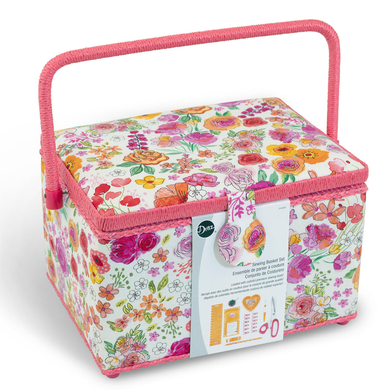 Chargez l'image dans la visionneuse de la galerie, Z10459|Dritz Sewing Basket Kit, Pink & Orange, Large