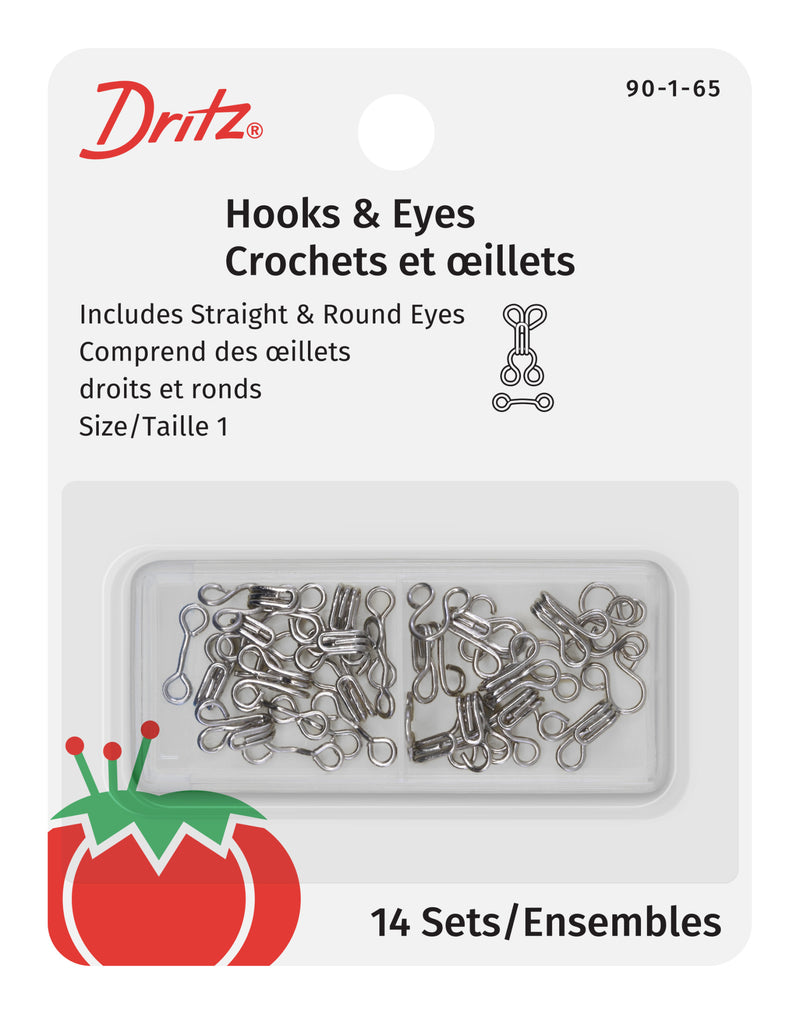 Chargez l'image dans la visionneuse de la galerie, 90-1-65|Dritz Hooks & Eyes, 14 pc, Nickel, Size 1