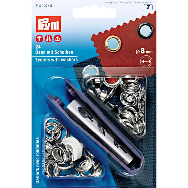 Chargez l'image dans la visionneuse de la galerie, 541374|Prym Eyelets with washers 8 mm silver with tools 24pc