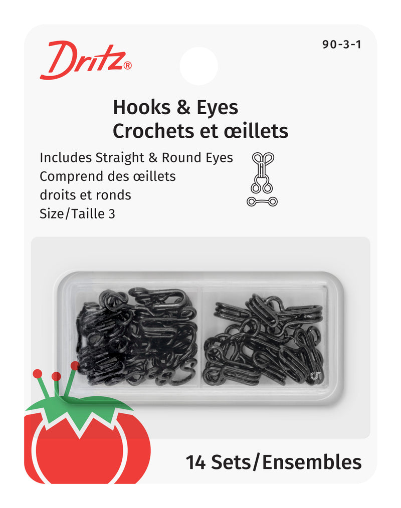 Chargez l'image dans la visionneuse de la galerie, 90-3-1|Dritz Hooks & Eyes, 14 pc, Black, Size 3