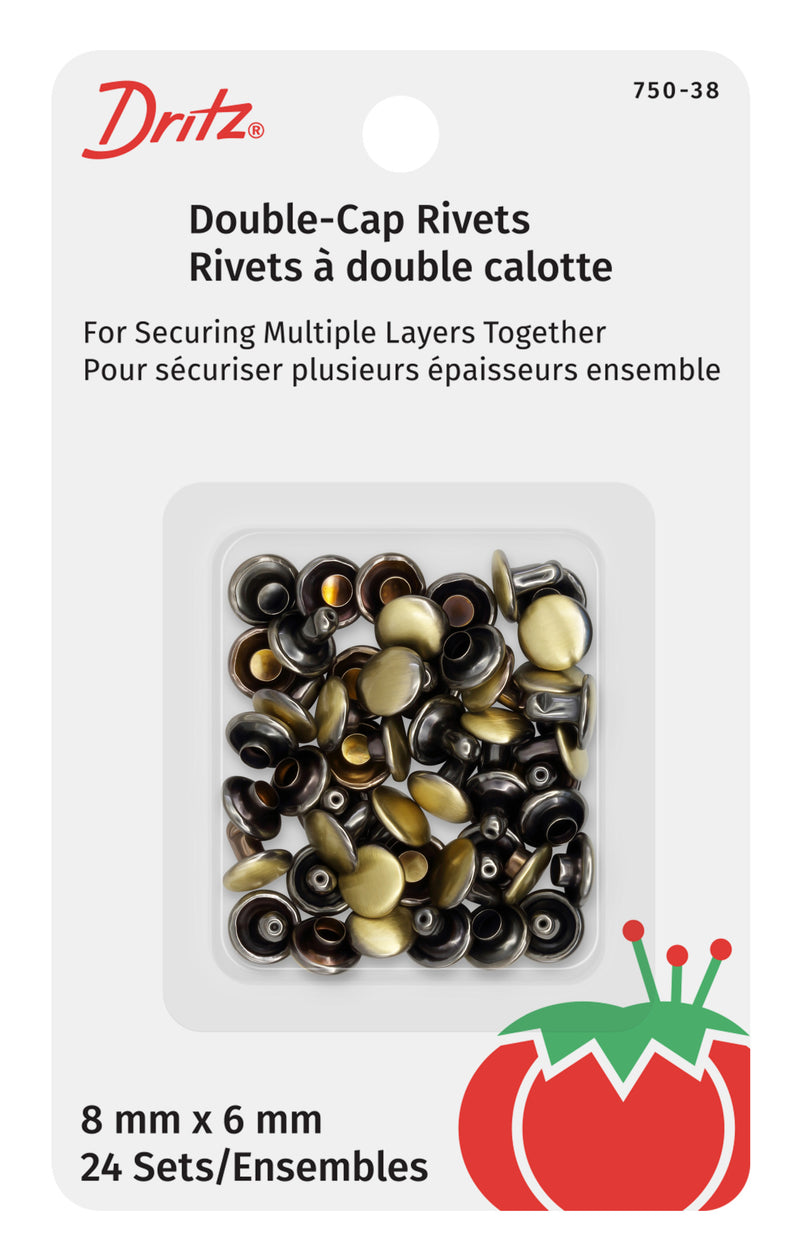Chargez l'image dans la visionneuse de la galerie, 750-38|Dritz Double-Cap Rivets, 24 Sets, Brushed Brass