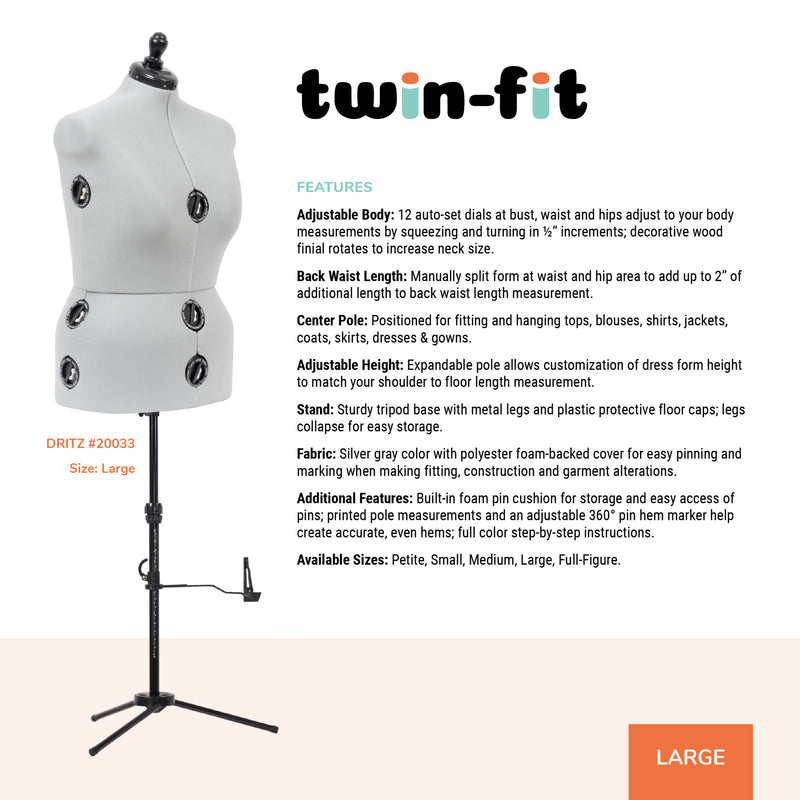 Chargez l'image dans la visionneuse de la galerie, 20033|Dritz Twin-Fit Adjustable Dress Form, Large