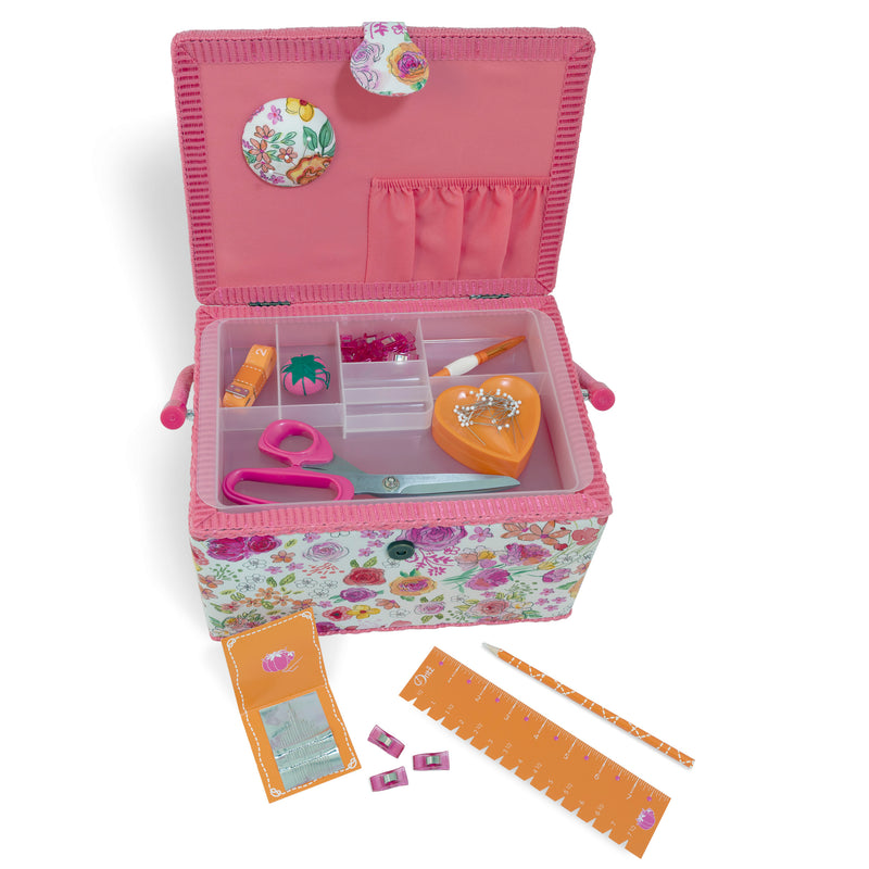 Chargez l'image dans la visionneuse de la galerie, Z10459|Dritz Sewing Basket Kit, Pink & Orange, Large