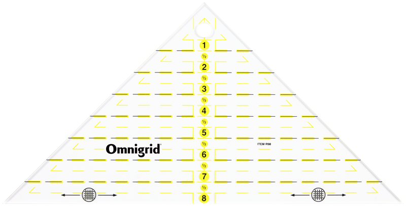 Chargez l'image dans la visionneuse de la galerie, R98|Omnigrid Right Triangle Ruler, 8" Quarter-Square Triangles