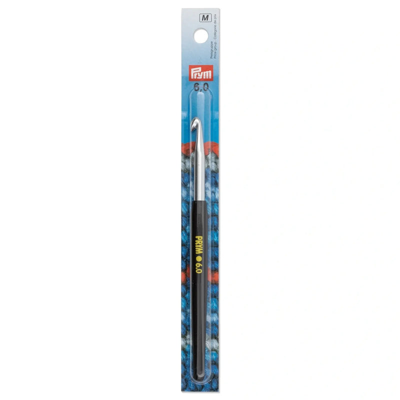 Chargez l'image dans la visionneuse de la galerie, 195179|Prym 6" Crochet Hook, Aluminum with Soft Grip, 6mm