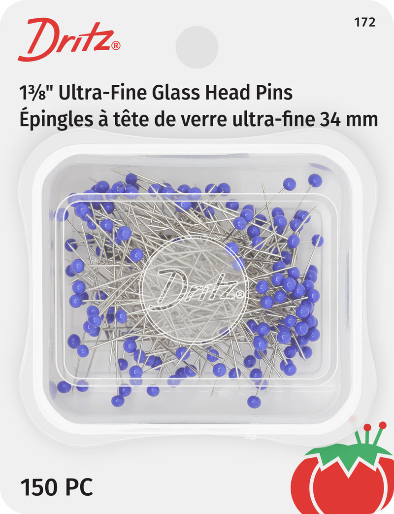Chargez l'image dans la visionneuse de la galerie, 172|Dritz 1-3/8" Ultra-Fine Glass Head Pins, Blue, 150 pc