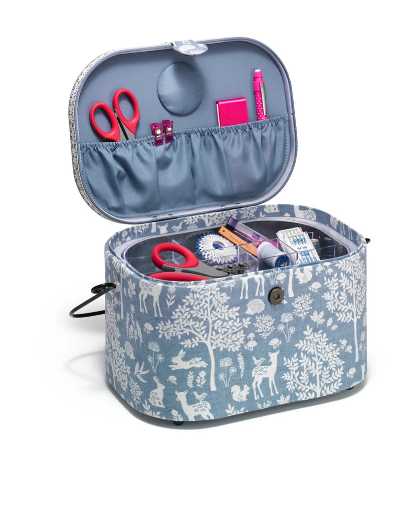 Chargez l'image dans la visionneuse de la galerie, 612656|Prym Oval Sewing Basket, Large, Blue Woodland