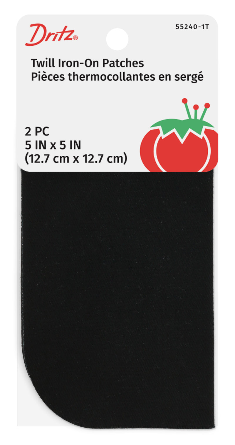 Chargez l'image dans la visionneuse de la galerie, 55240-1T|Dritz Twill Iron-On Patches, 5" x 5", 2 pc, Black
