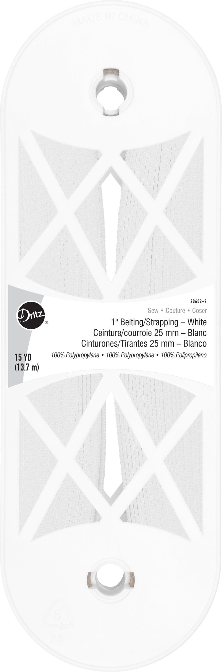 Cargue la imagen en el visor de la galería, 28602-9|Dritz 1" Polypro Belting & Strapping, White, 15 yd